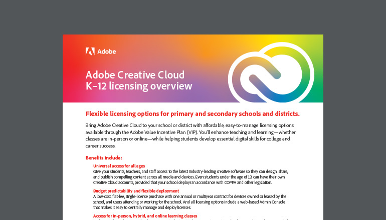 Article Adobe Creative Cloud for K-12 Licensing Overview Image