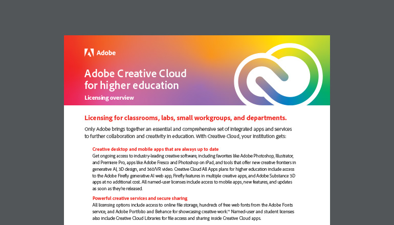 Article Adobe Creative Cloud for Higher Education Licensing Overview Image