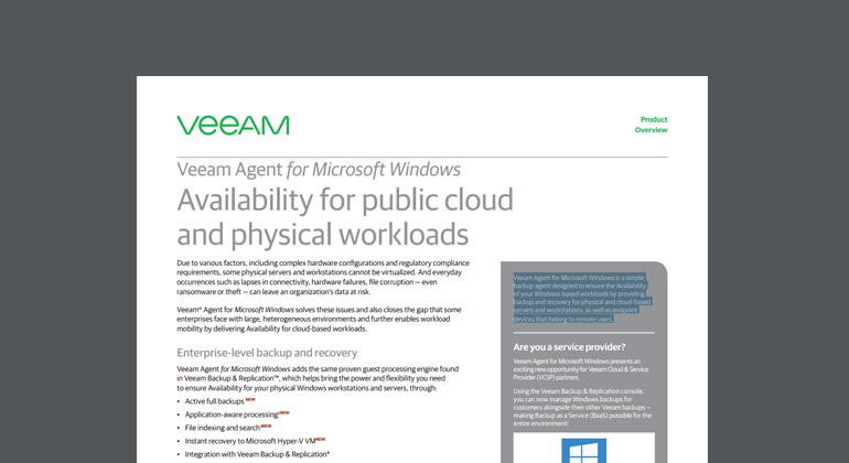 Article Veeam Agent for Windows Image