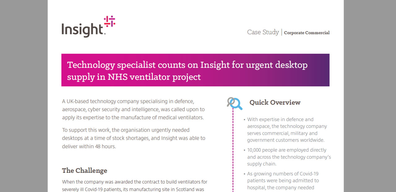 Article Technology Specialist Counts on Insight for Urgent Desktop Supply in NHS Ventilator Project Image