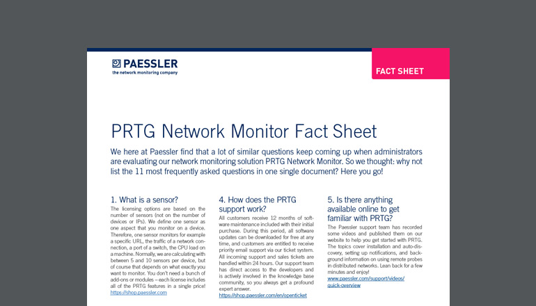 Article PRTG Network Monitor Fact Sheet  Image