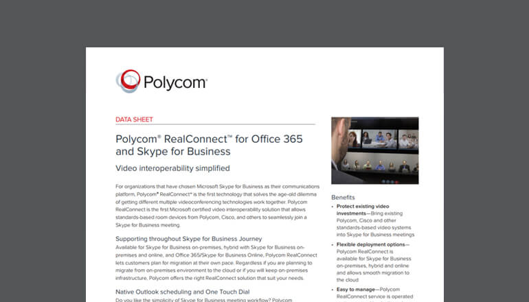Article Polycom RealConnect for Office 365 & Skype for Business Image