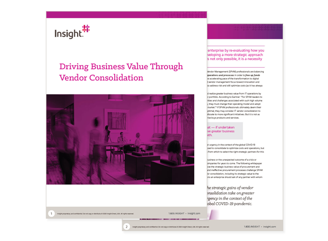 Cover image for Insight's Driving Business Value Through Vendor Consolidation whitepaper available to downlod from the link below