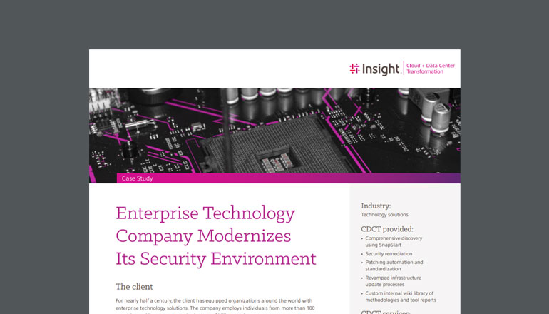Article Enterprise Technology Company Modernizes Its Security Environment Image