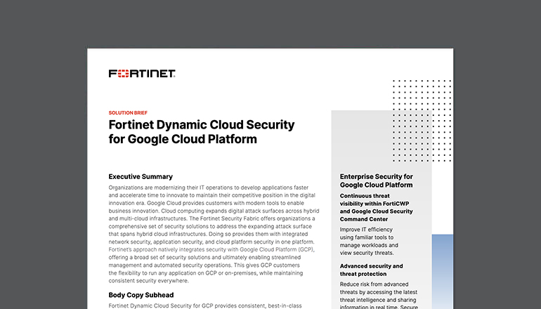 Article Fortinet Dynamic Cloud Security for Google Cloud Platform Image