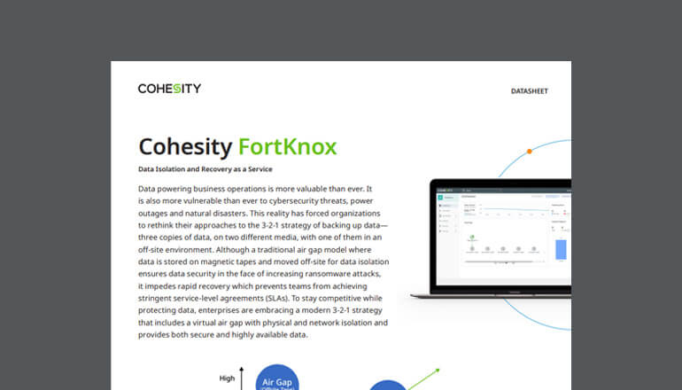 Article Cohesity FortKnox Data Isolation and Recovery Image