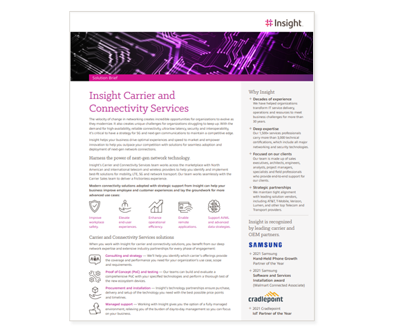 Insight Carrier and Connectivity Services solution brief cover