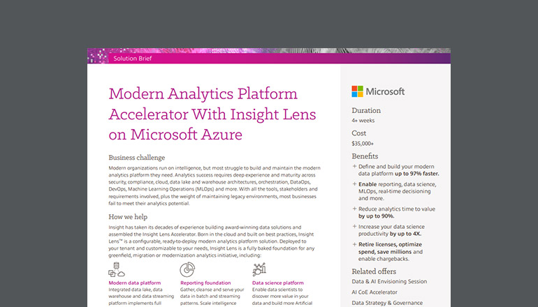 Article Modern Analytics Platform Accelerator With Insight Lens on Microsoft Azure Image