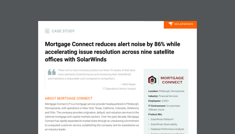 Article Mortgage Connect Reduces Alert Noise With SolarWinds Image