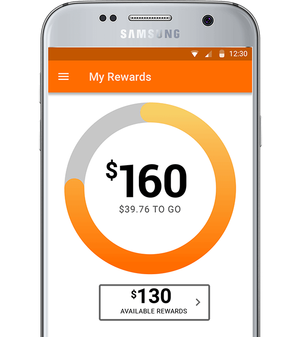 Rendering of the reward points displayed from the Rack Room Shoes mobile application