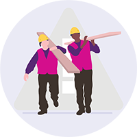 illustration of two workers carrying materials