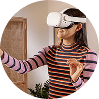 Woman using a VR goggles