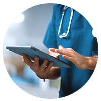 Nurse using a tablet at work
