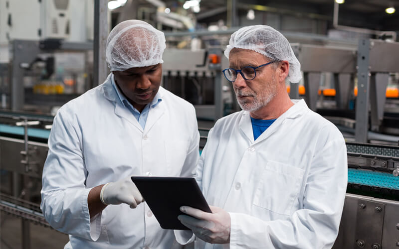 Two food manufacturers on tablet device