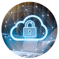 Cloud security icon and a laptop