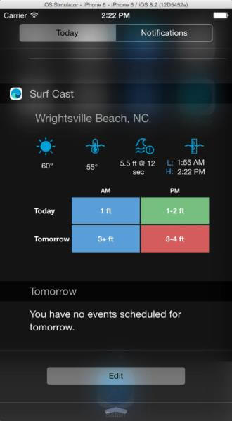Today view in the iOS notification center