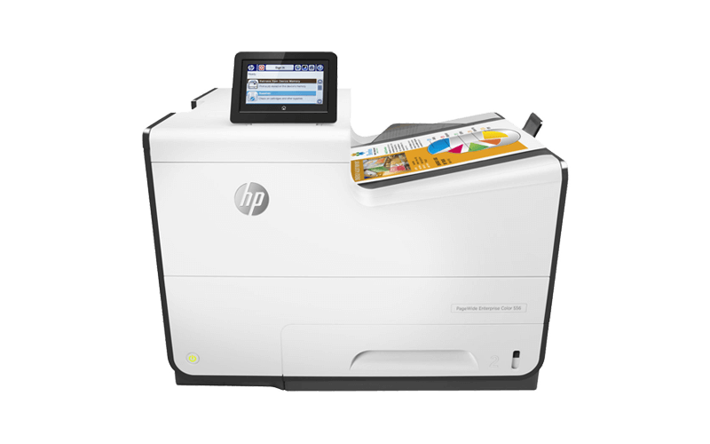 Close up of the HP PageWide Enterprise 500 series printer
