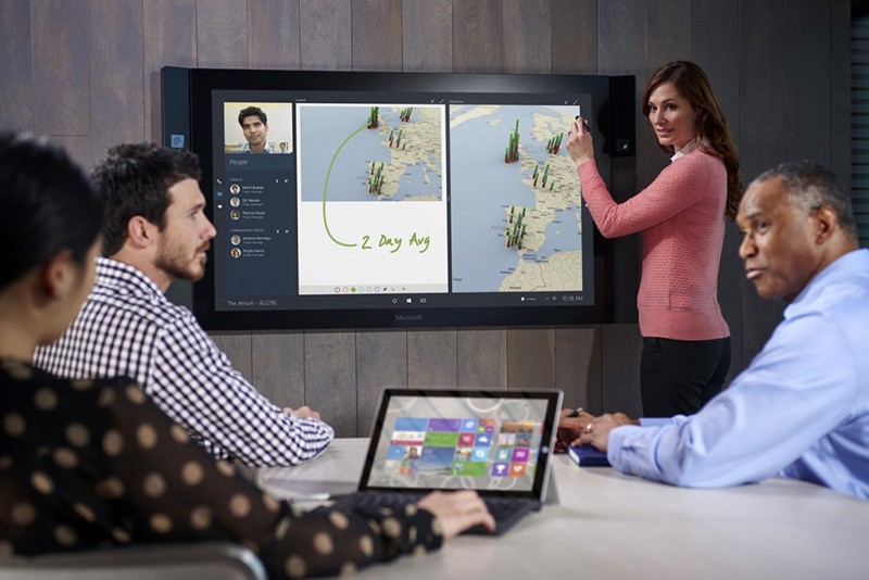 Business meeting using Surface Hub