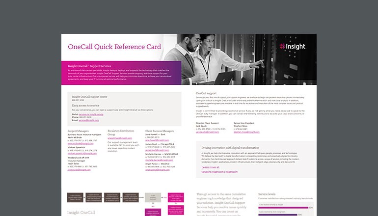 OneCall Quick Reference Card thumbnail