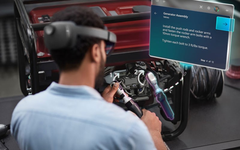 HoloLens 2 being used in a manufacturing environment