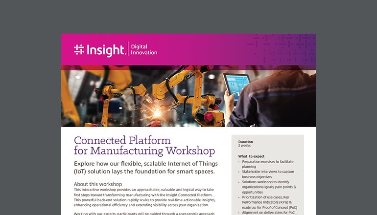 Cover for the Insight Connected Platform for Manufacturing Workshop datasheet available to download below