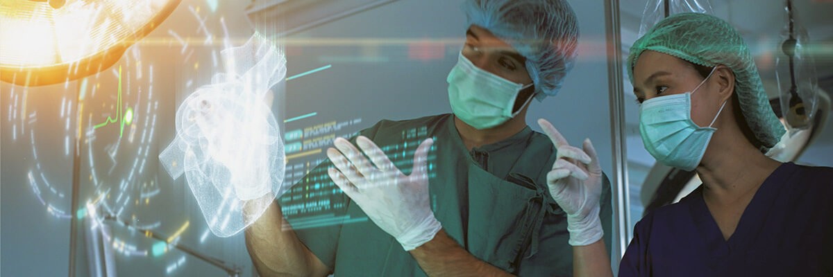 Doctor in surgery using healthcare technologies, healthcare technology, future of healthcare technology, new technology in healthcare, new healthcare technology