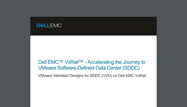 Cover of Dell EMC VxRail: Accelerating the Journey to VMware Software-Defined Data Center (SDDC) whitepaper available to download below