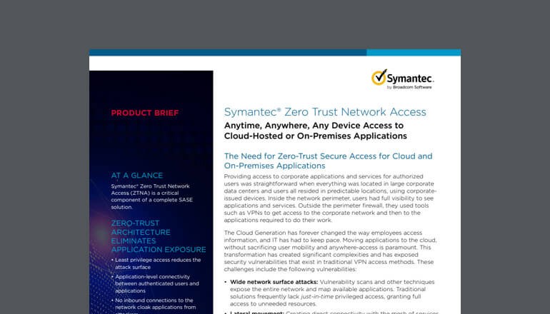 Cover of Symantec solution brief that is available for download below