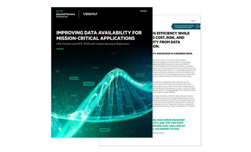 cover of HPE Improving Data Availability for Mission-Critical Applications report available to download by registering today.