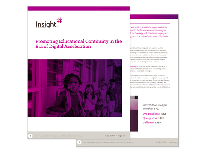 Cover of Promoting Educational Continuity in the Era of Digital Acceleration whitepaper available to access by filling out the form on page.