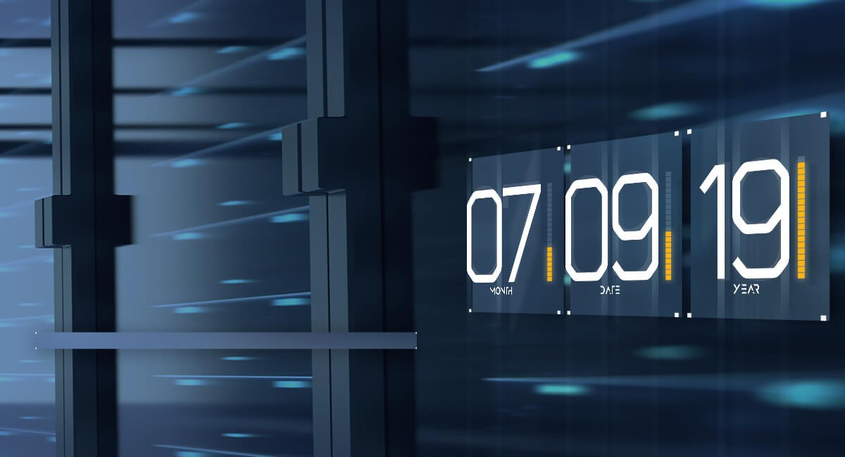 The date July 9, 2019 displayed on a modern tech system