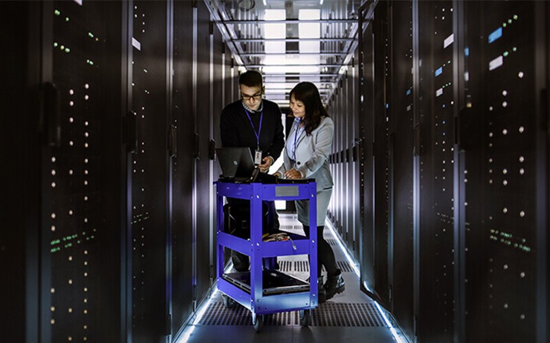 Two users in server room