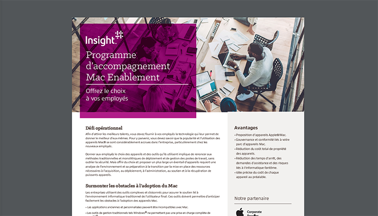 Cover to Apple and Insight Mac Enablement datasheet available to download below. Apple devices, Mac, iPad, Digital workplace solutions