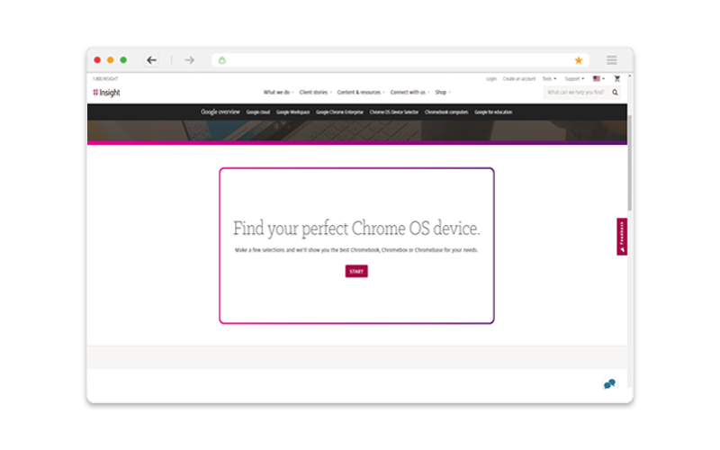 Screenshot of Google Chrome OS device selector